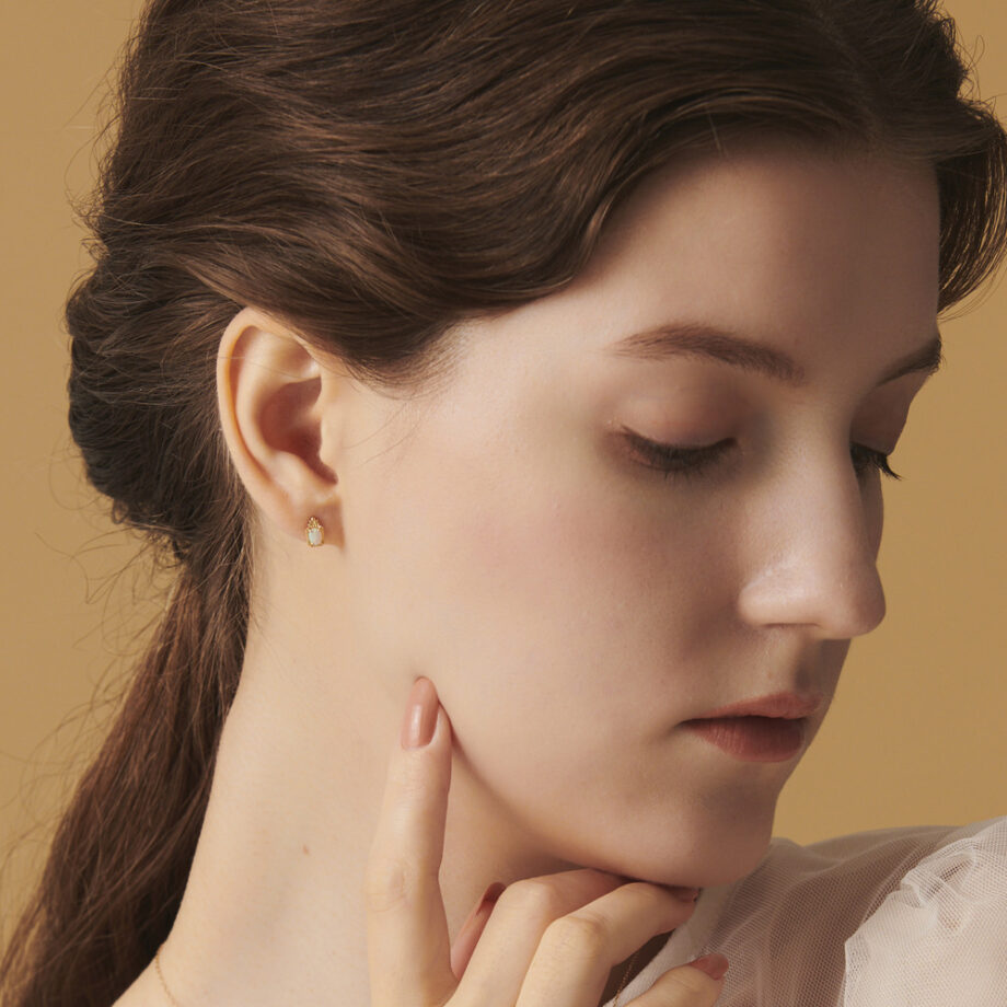 14K Gold African Opal Earrings | Handcrafted Luxury Jewelry – Hypoallergenic & Ethical